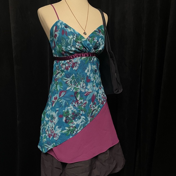 Y2K Floral Blue and Purple Dress - Picture 2 of 7